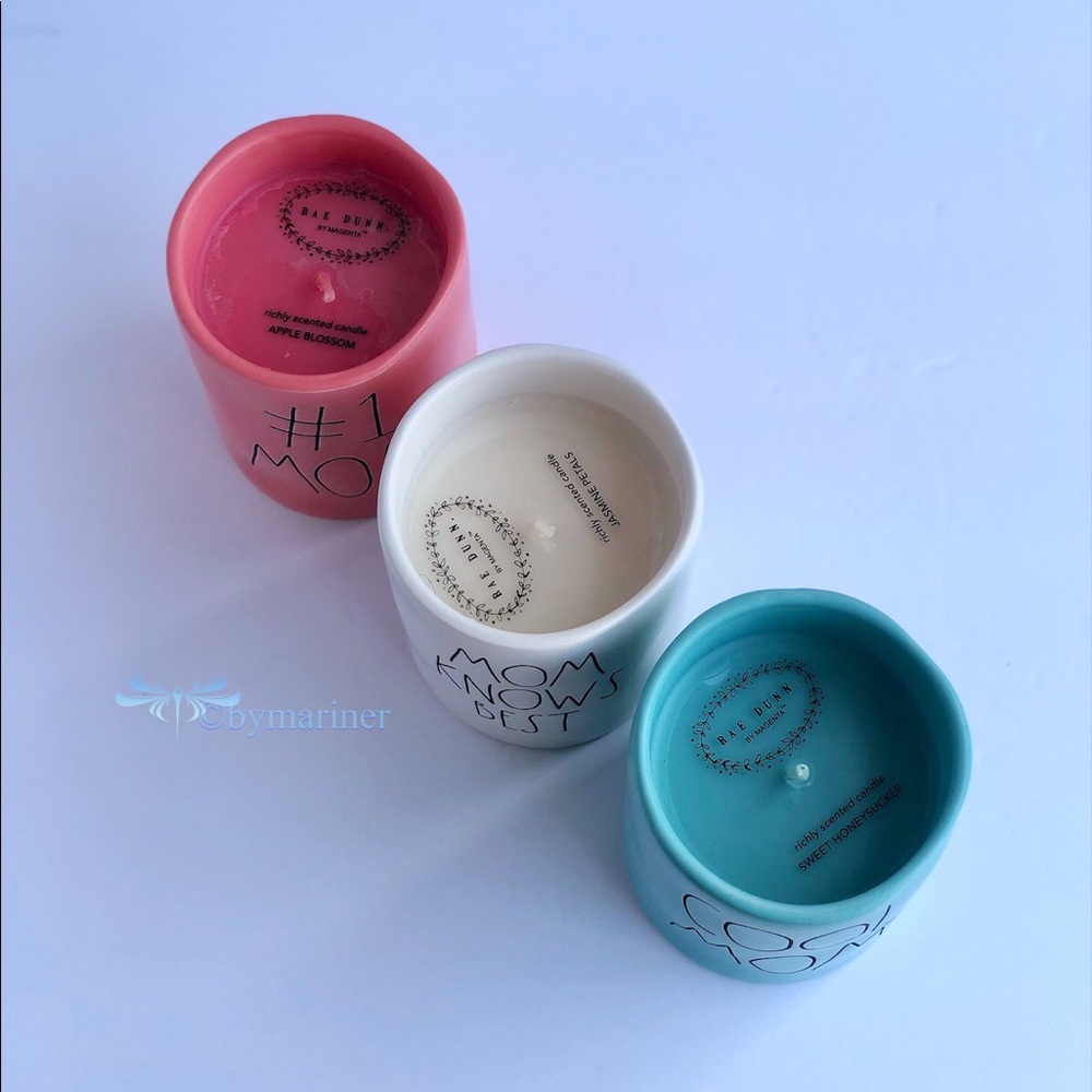 🍋 Rae Dunn Scented Candles Teal, Coral, White - Picture 3 of 5